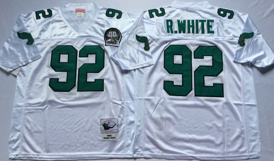 Men Philadelphia Eagles 92 R White white Mitchell Ness jerseys